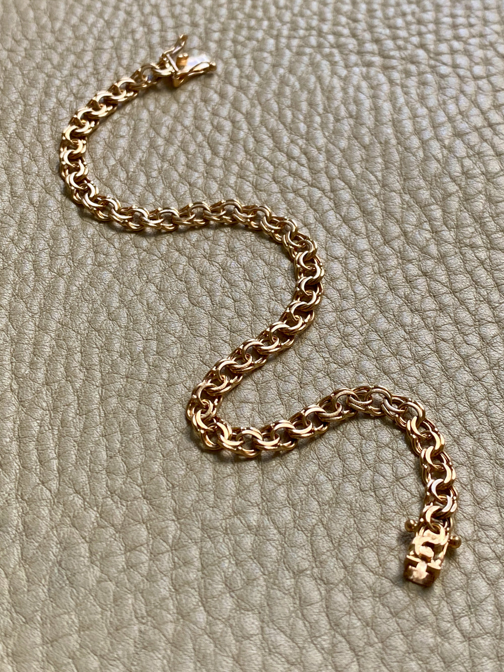 1963 Double link solid 18k gold bracelet - 7.25 inch length