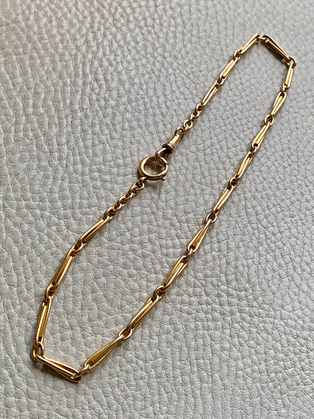 Spanish 19th Century Antique Watch Chain Double Fetter, Hayseed Link Necklace in 18k gold - 16 inch length