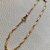 Spanish 19th Century Antique Watch Chain Double Fetter, Hayseed Link Necklace in 18k gold - 16 inch length