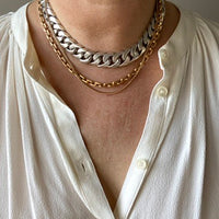 CHUNKY!! Sterling Silver Curb Chain Necklace - 15.75 inch length