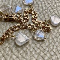 1964 Double link charm bracelet in 18k gold with quartz hearts- 7.75 inch length