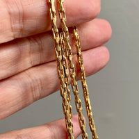 18k Gold Vintage - Unique Elongated Wavy Biker Link Chain Necklace - 18.9 inch length