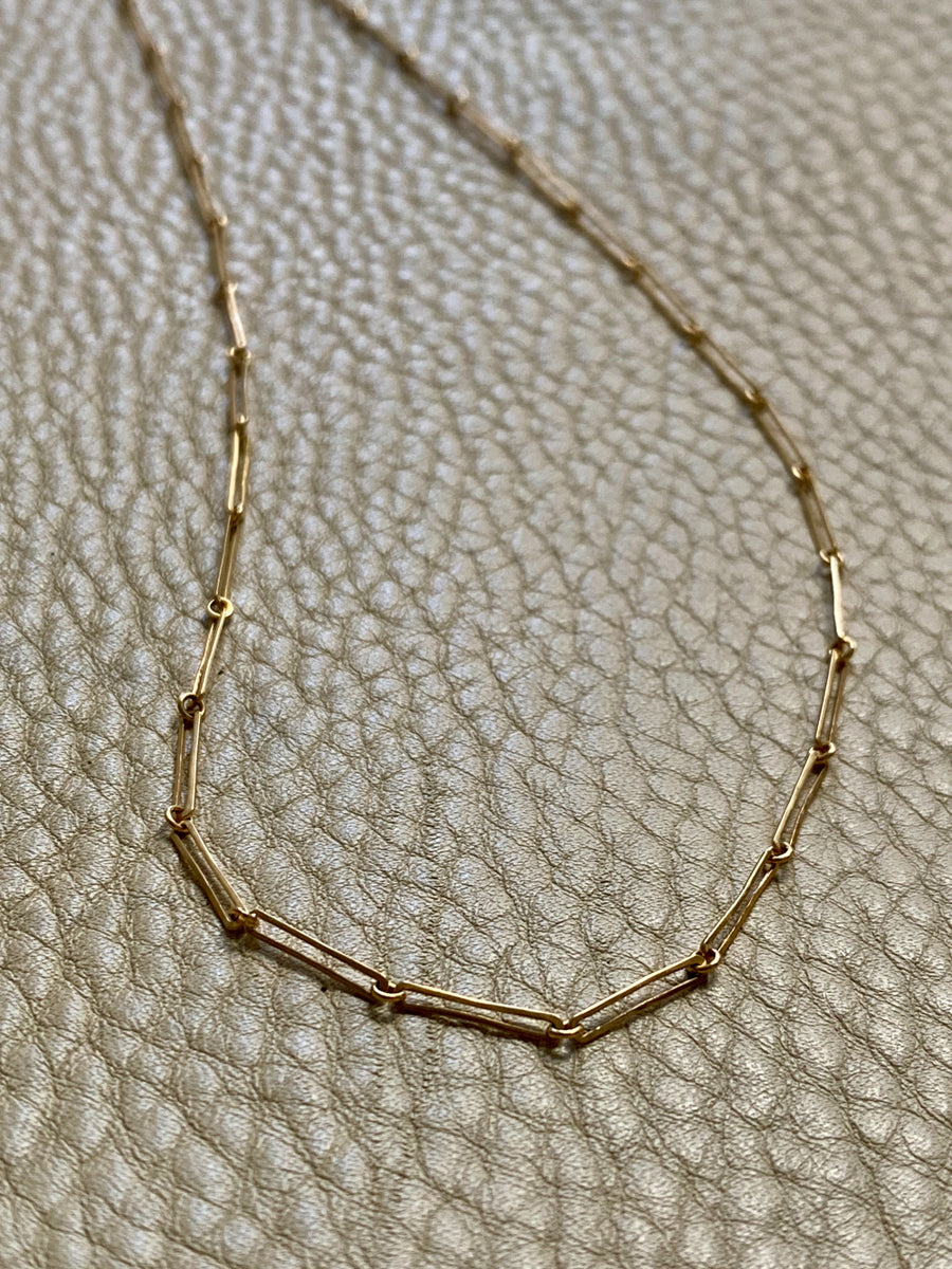 Midcentury Paperclip Link Necklace in 18k gold - 18.75 inch length - Swedish vintage