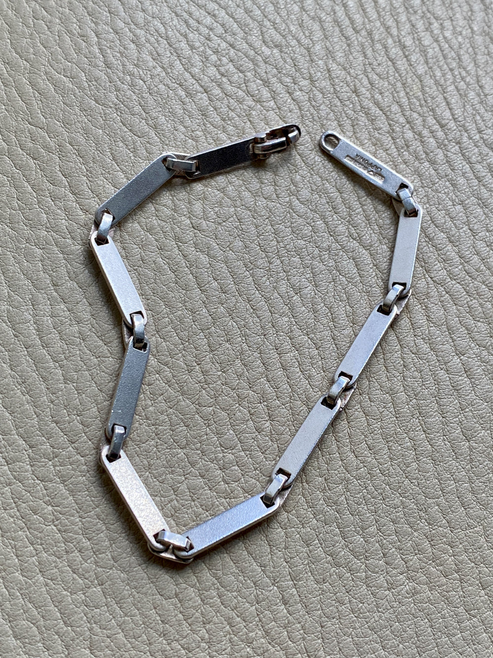 1985 ‘Labyrint’ bar link bracelet by Bjorn Weckstrom for Lapponia in sterling silver - 7.6 inch length