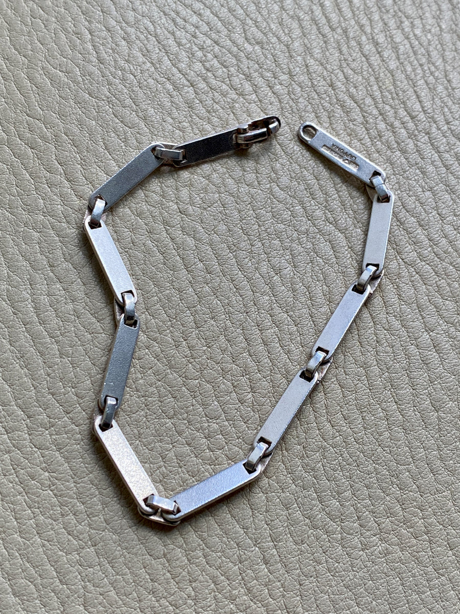 1985 ‘Labyrint’ bar link bracelet by Bjorn Weckstrom for Lapponia in sterling silver - 7.6 inch length