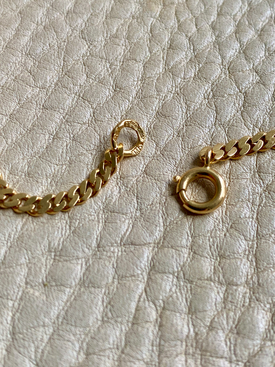 1929 Swedish Vintage Pressed Curb Link 18k Gold Necklace - 17 inch length