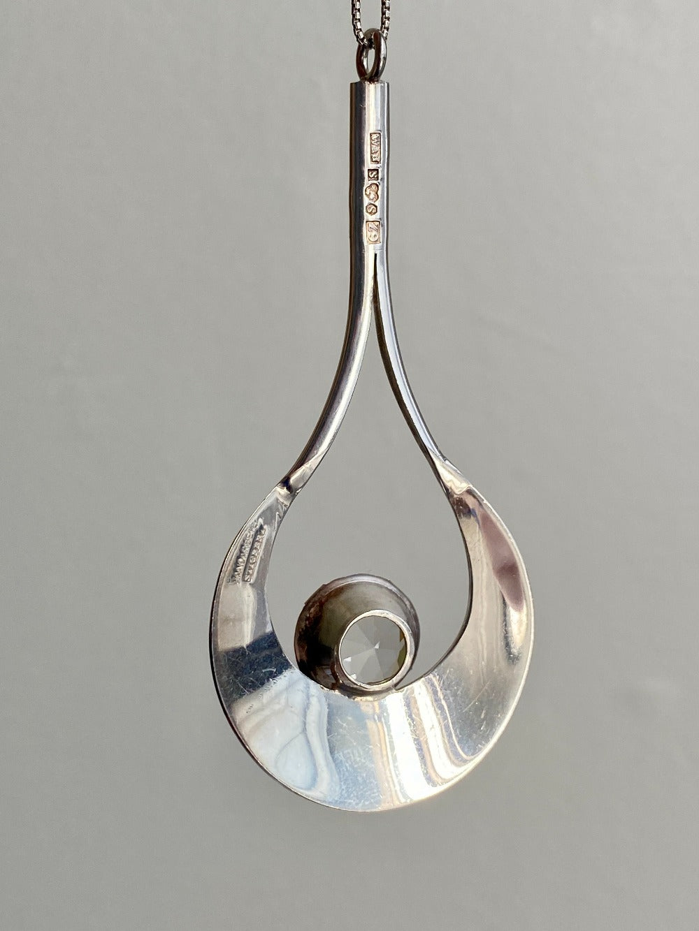 1974 Sterling Silver Droplet Pendant by Stigbert for Waldemar Johnson Atelier - 20 inch necklace