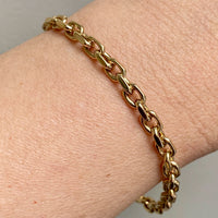 Early 1900s Era Biker Link Bracelet in 14k Gold by Bernhard Hertz - 7.5 inch length