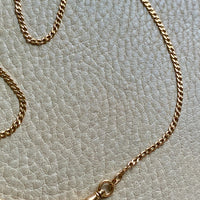 Antique Scandinavian 18k Gold Skinny Pressed Curb Link - Watch Chain Necklace with Swivel Dog Clip - 18.5 inch length