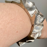 Brutalist Wide Organic Link Bracelet in Sterling Silver by Matti Hyvärinen for Sirokoru Oy - 7 inch length