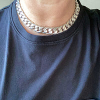 CHUNKY!! Sterling Silver Curb Chain Necklace - 15.75 inch length