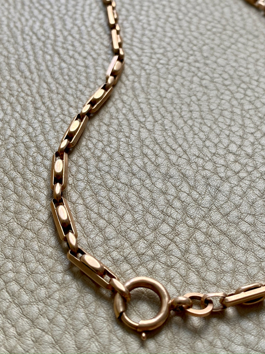 Antique Chunky Watch Chain in Rose Gold 14k - 17.3 inch length