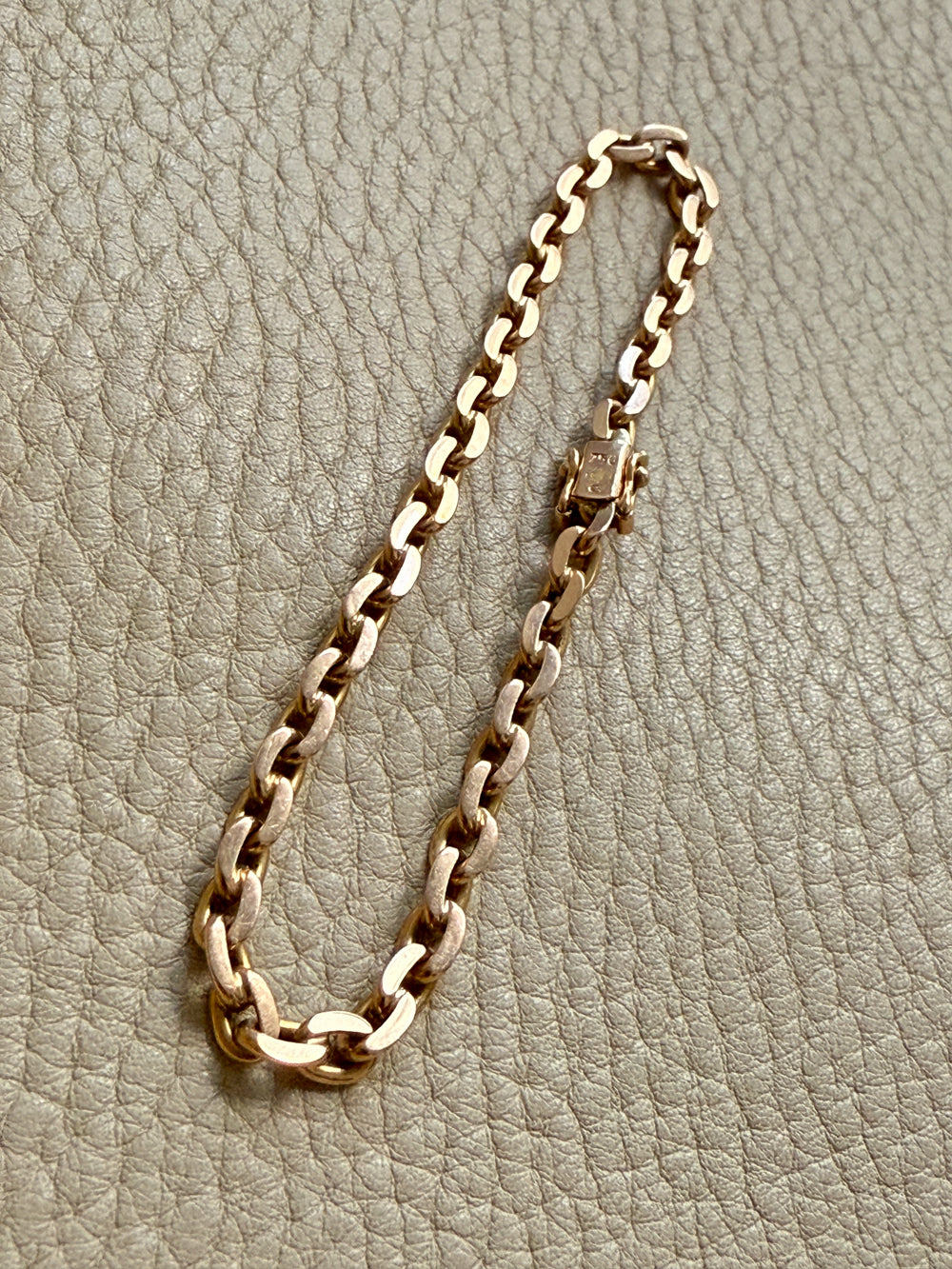 Italian Midcentury Vintage 18k gold biker link bracelet 4mm width - 7.4 inch length