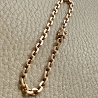 Italian Midcentury Vintage 18k gold biker link bracelet 4mm width - 7.4 inch length