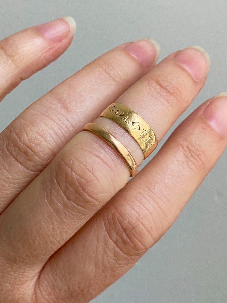 Vintage Engraved 14k Gold Band Ring Circa 1900-1950 - Size 5.25