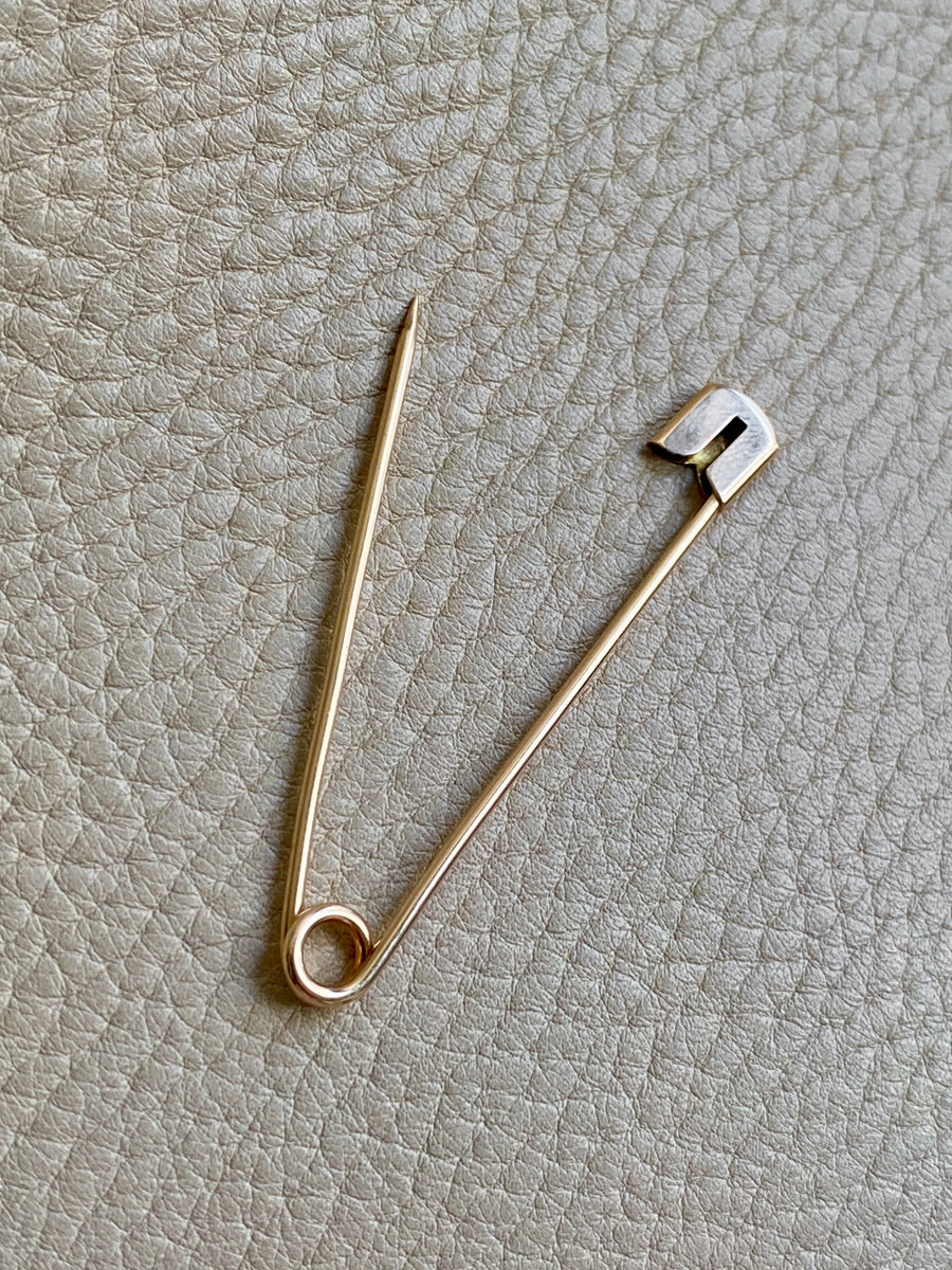 Vintage 14k gold safety pin brooch or chain extender