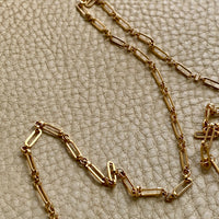 18k Gold Vintage Trombone Link Necklace - 32.3 inch length