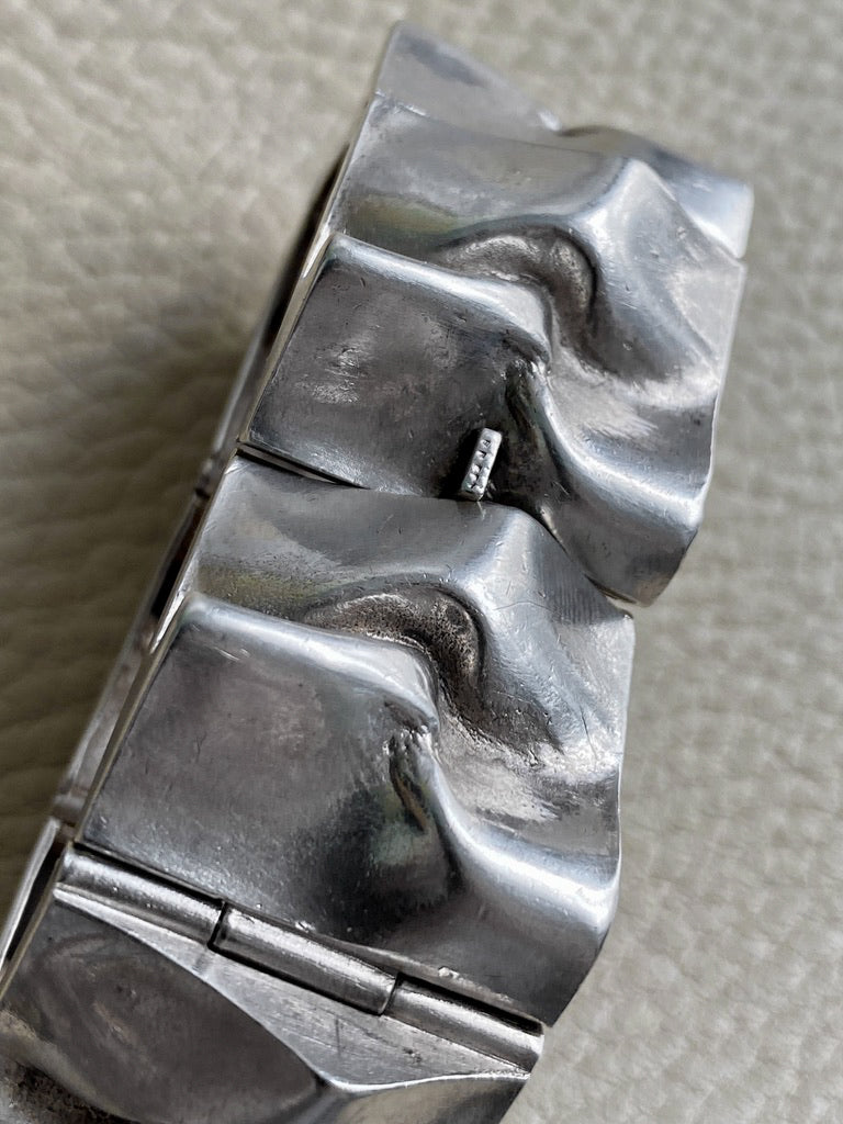 Brutalist Wide Organic Link Bracelet in Sterling Silver by Matti Hyvärinen for Sirokoru Oy - 7 inch length