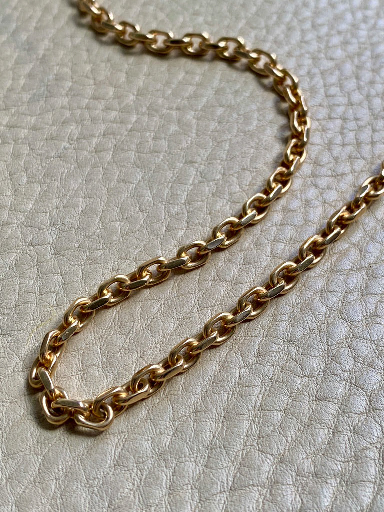 Excellent! Biker Link Chain in 14k Gold - Danish Vintage by Jannik Lilleriis Andersen - 20 inch length