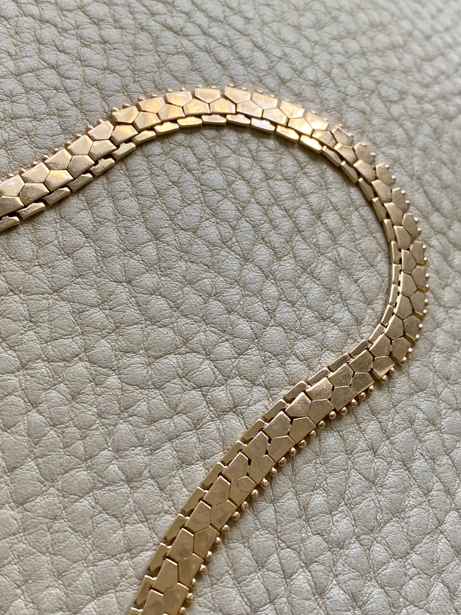 Breathtaking Vintage Honeycomb Link Necklace Made in Solid 18k Gold - 17 inch length