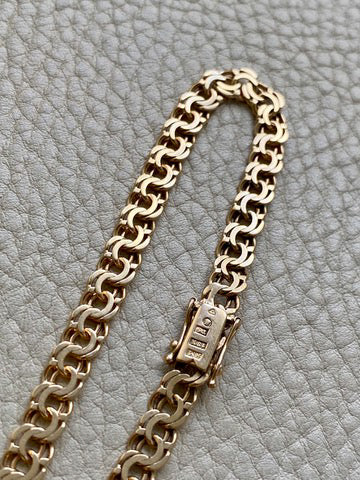 1954 Double link solid 18k gold bracelet by Rolf Miler- 7.6 inch length