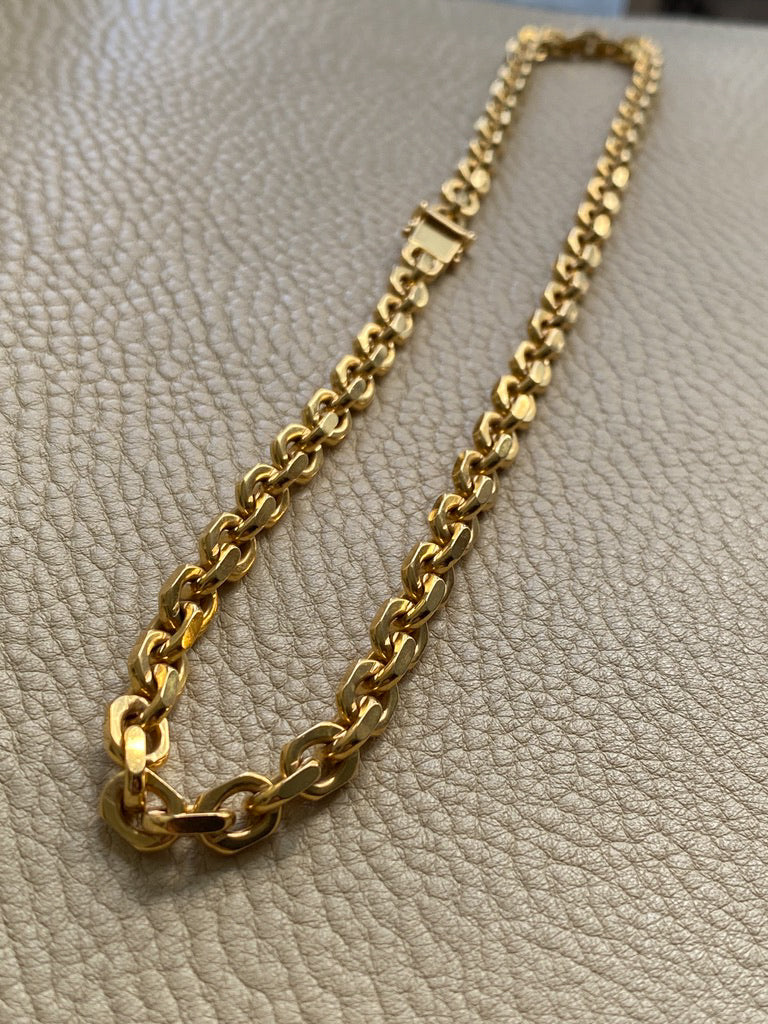 WEIGHTY!! 18k Gold Chunky Biker Chain Necklace - By Classic Italian Maker Balestra - 20 inch length