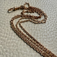 1907 Swedish Antique 18k Longuard Biker Link Necklace with Dog Clip - 49 inch length