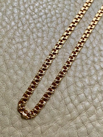 Double Link Necklace with Watch Chain Dog clip in 18k gold - 18 inch length