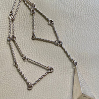 1969 Vintage Sterling Silver Studio Piece - Large Pyramid Pendant on Long Handmade Bar Link Chain Necklace