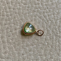 18k gold transparent green stone puffy droplet pendant or charm