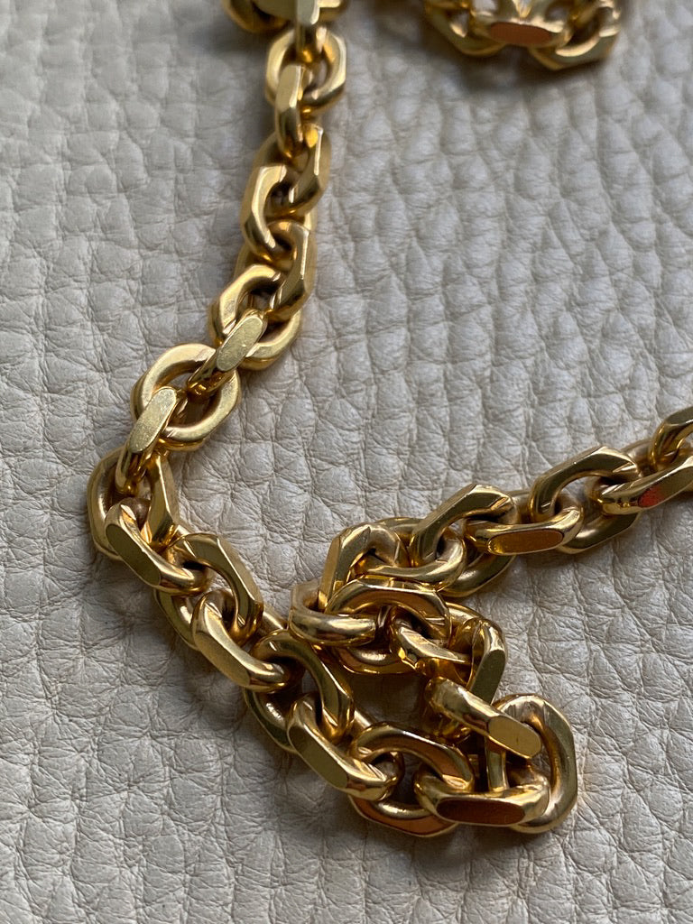 WEIGHTY!! 18k Gold Chunky Biker Chain Necklace - By Classic Italian Maker Balestra - 20 inch length