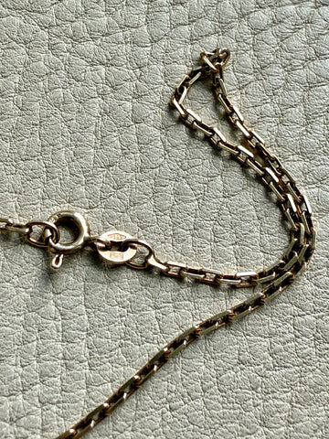 14k Gold Danish Vintage Skinny Biker Link Chain Necklace, Signed  - 17 inch length