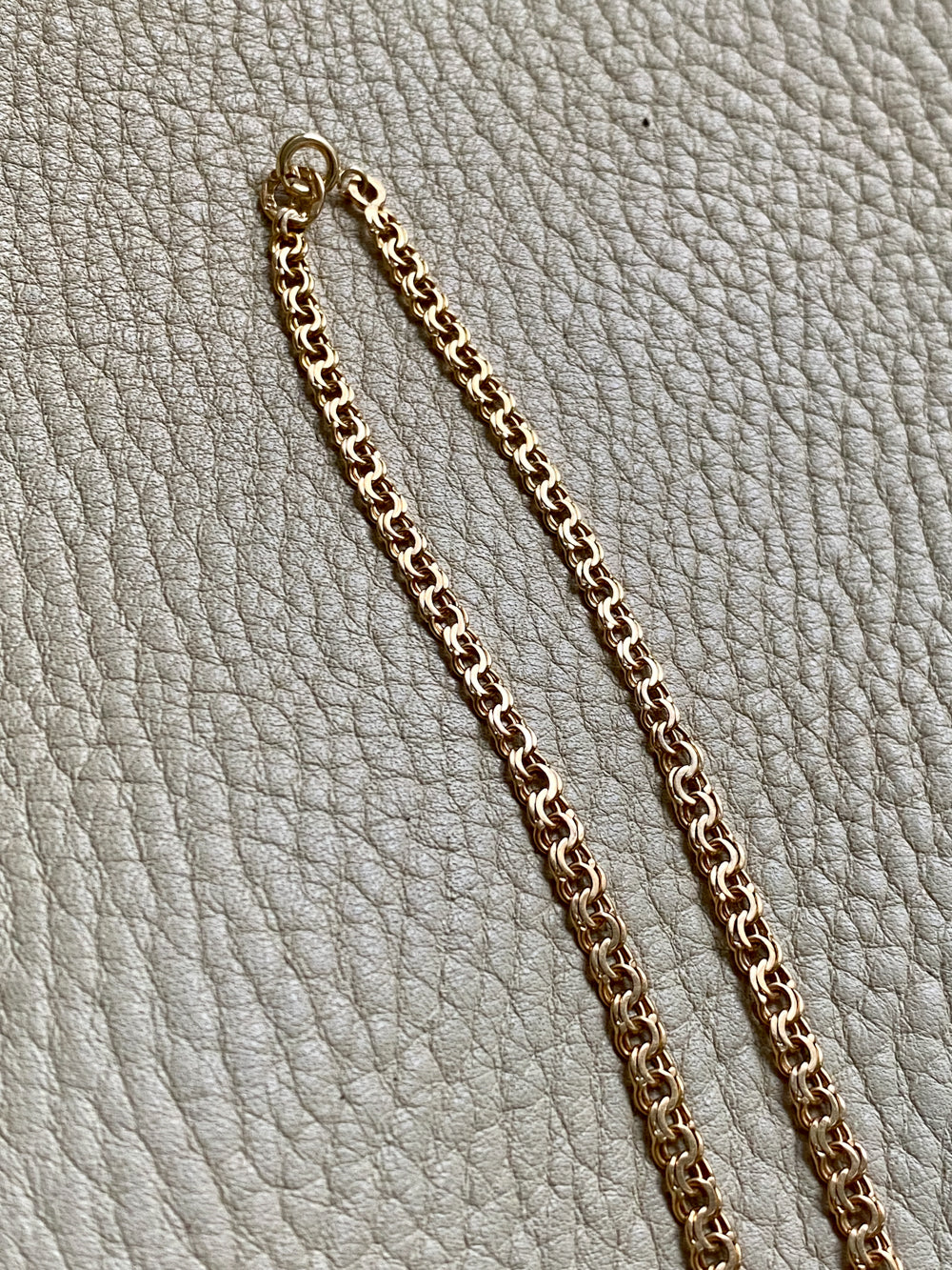 Vintage 1950s Double-link necklace - Solid 18k gold - 18 inch length