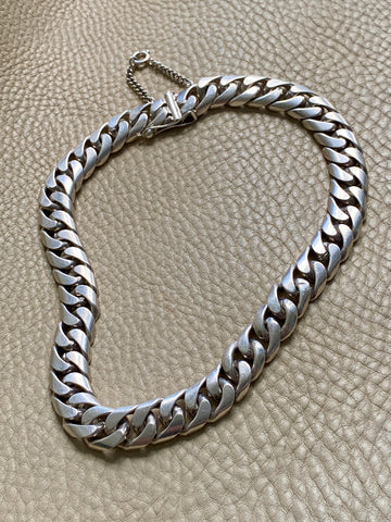 CHUNKY!! Sterling Silver Curb Chain Necklace - 15.75 inch length