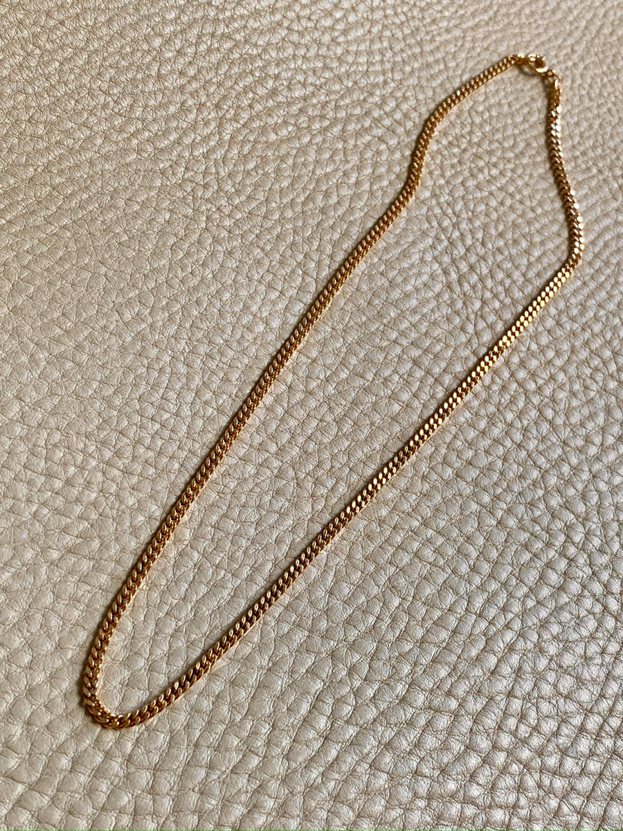 Vintage Swedish 18k gold curb link necklace - 16.25 inch length