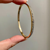 1958 Modernist Swedish 18k Gold Hinged Bangle with Pearls - by Stigbert - 7 inch interior circumference