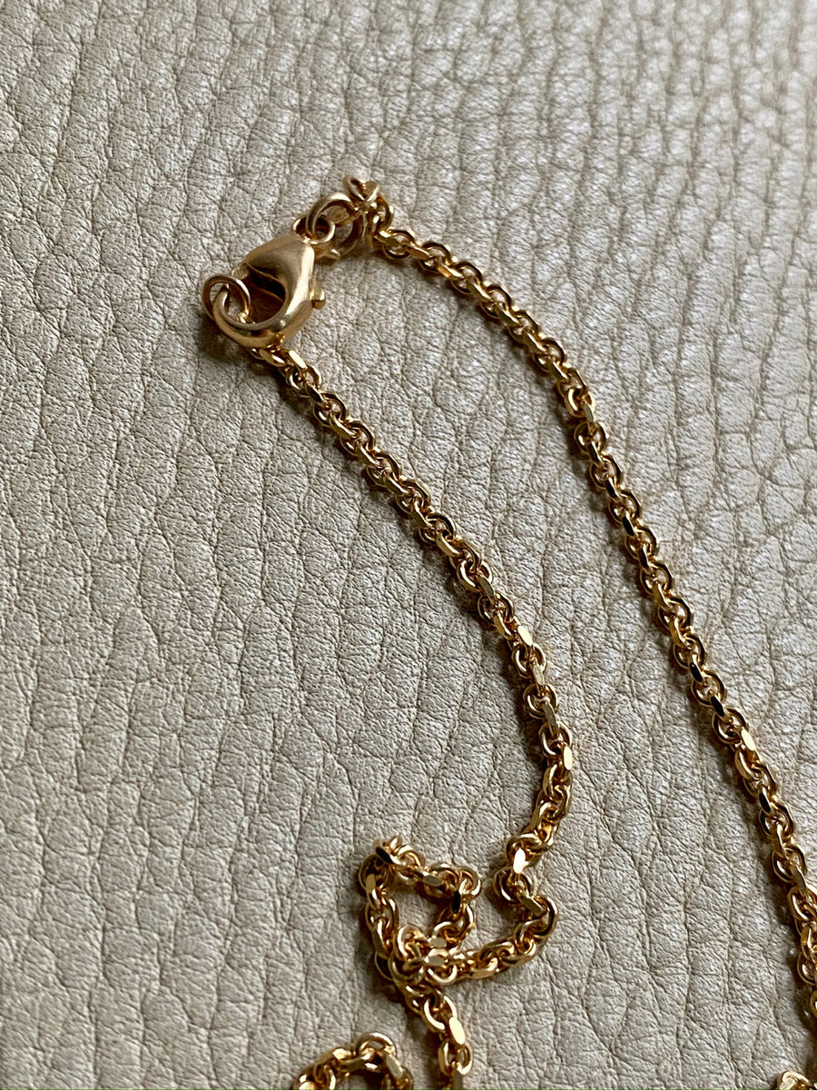 Sparkly 2mm Italian Biker link Necklace in 18k Gold - 19.6 inch length