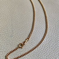 18k Gold Swedish Antique Round Curb Link Watch Chain Necklace - 17.5 inch length