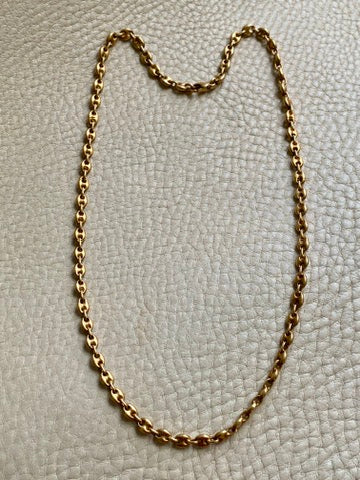 18k Gold Vintage Italian Puffy Mariner Link Chain Necklace - 18.1 inch length