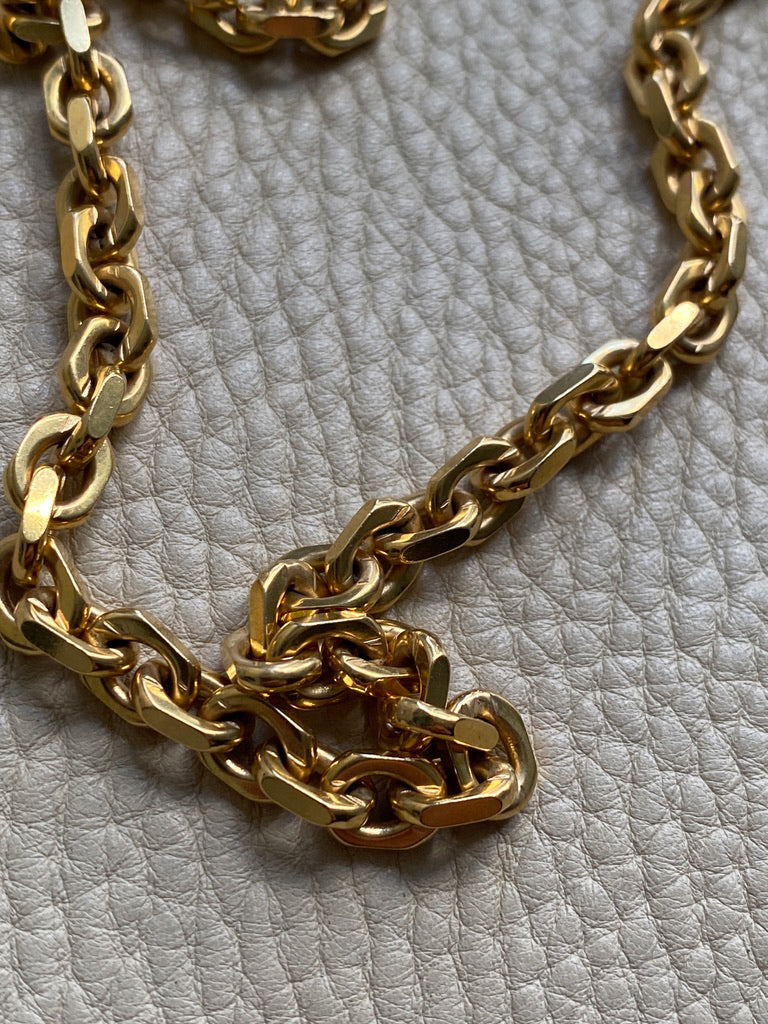 WEIGHTY!! 18k Gold Chunky Biker Chain Necklace - By Classic Italian Maker Balestra - 20 inch length