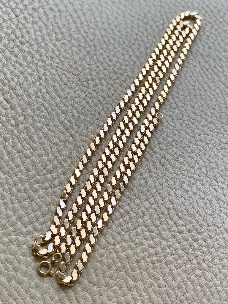 Mirrored double link chain necklace in 14k gold - Excellent 32” long length!