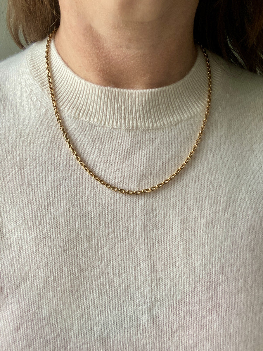 Vintage Danish Chunky Biker Link Chain Necklace in 14k Gold - 20 Inch length