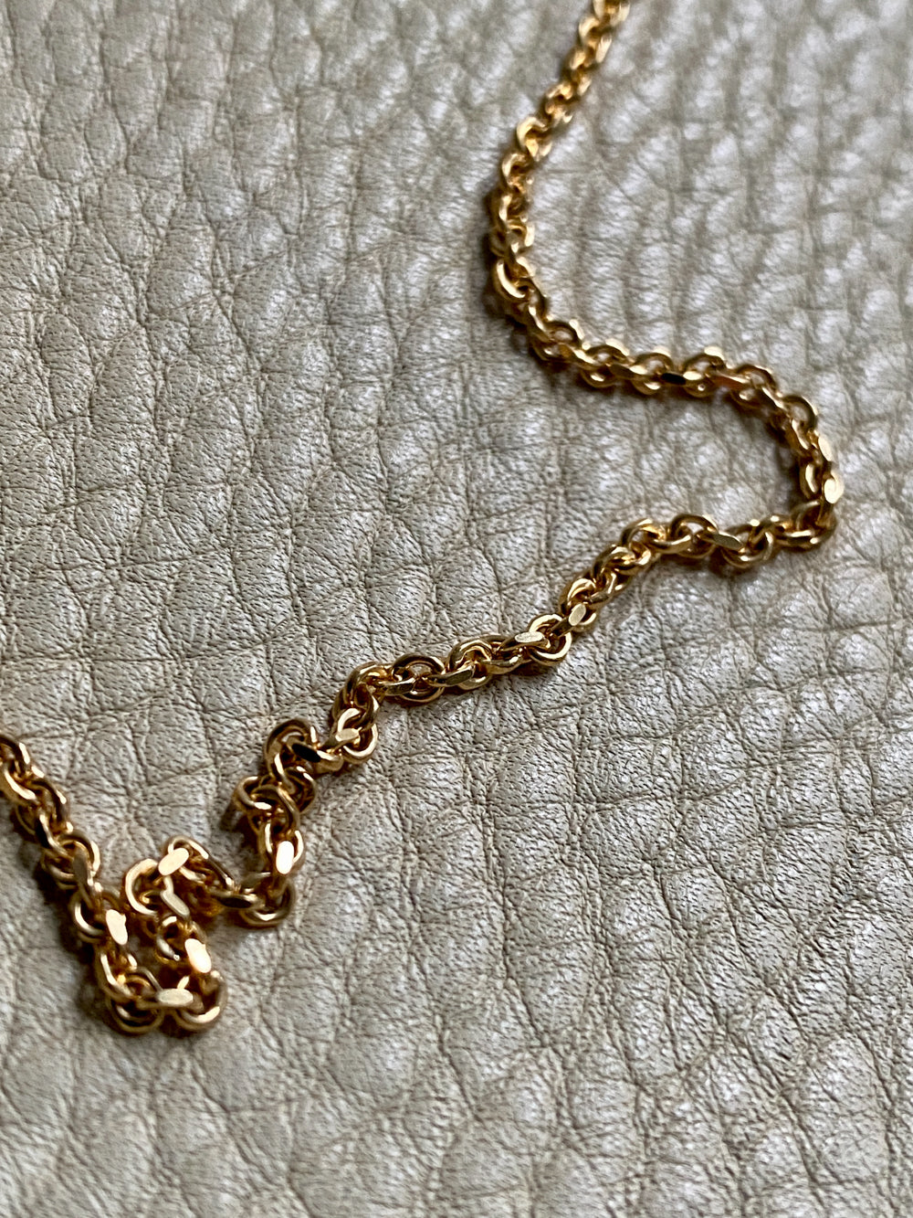 Sparkly 2mm Italian Biker link Necklace in 18k Gold - 19.6 inch length