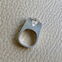 1971 Rey Urban Modernist Sterling Silver and Quartz Cocktail Ring - Size 5