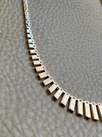 Dramatic SPARKLING! 14k gold cleopatra link necklace - 19.7 inch length