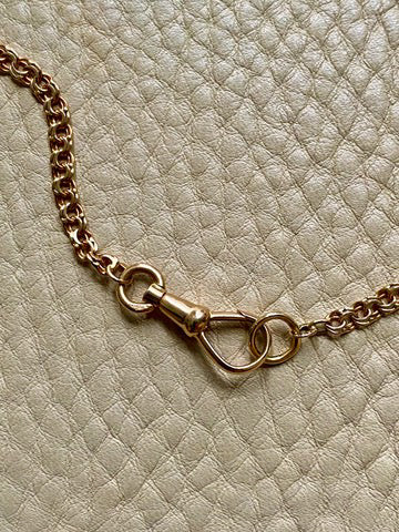 Double Link Necklace with Watch Chain Dog clip in 18k gold - 18 inch length