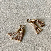 14k Gold Victorian era Linked Pair of Chain Tassels charm or pendant