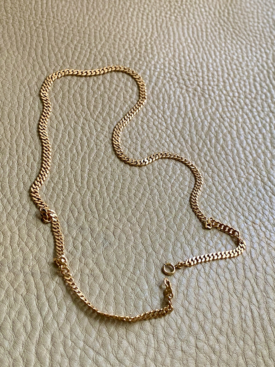 1923-1965 Swedish Vintage 18k Gold Pressed Curb Link Necklace - 18 inch length