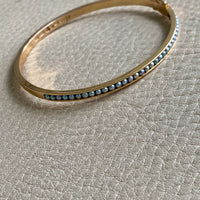 1958 Modernist Swedish 18k Gold Hinged Bangle with Pearls - by Stigbert - 7 inch interior circumference