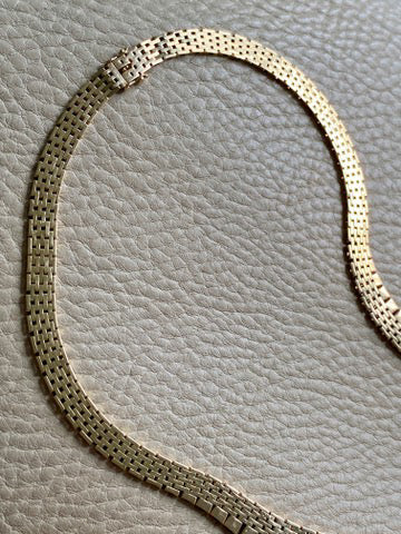 RADIANT! 14k Gold Cleopatra Link Necklace - Vintage Danish - 17 inch length